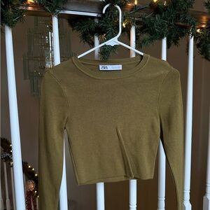 Zara Khaki Women's Crop Top
